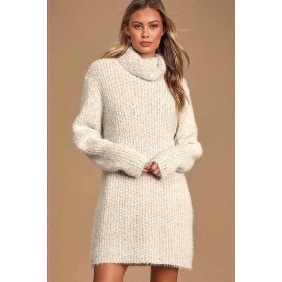 Lulus Sweater Dress Women's Size XS Sweet Whispers Multicolored Eyelash Knit Tur - Picture 10 of 11